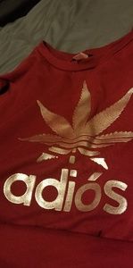 "Adidas" sweater weed plant long sleeves crop top
